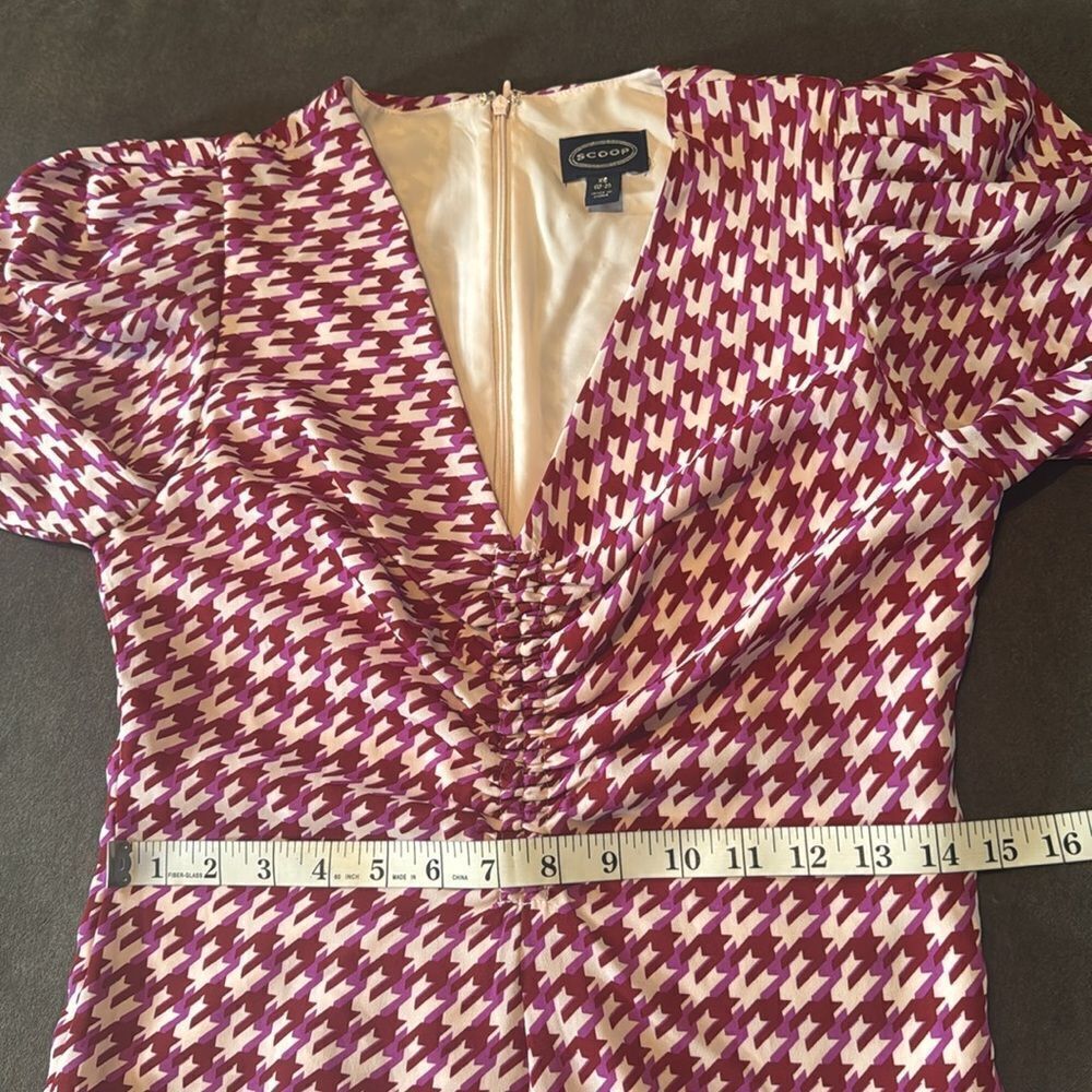 Women’s Scoop Ruched Front Dress 3/4 Sleeve Houndstooth Size XS (0-2) NEW - Picture 10 of 16